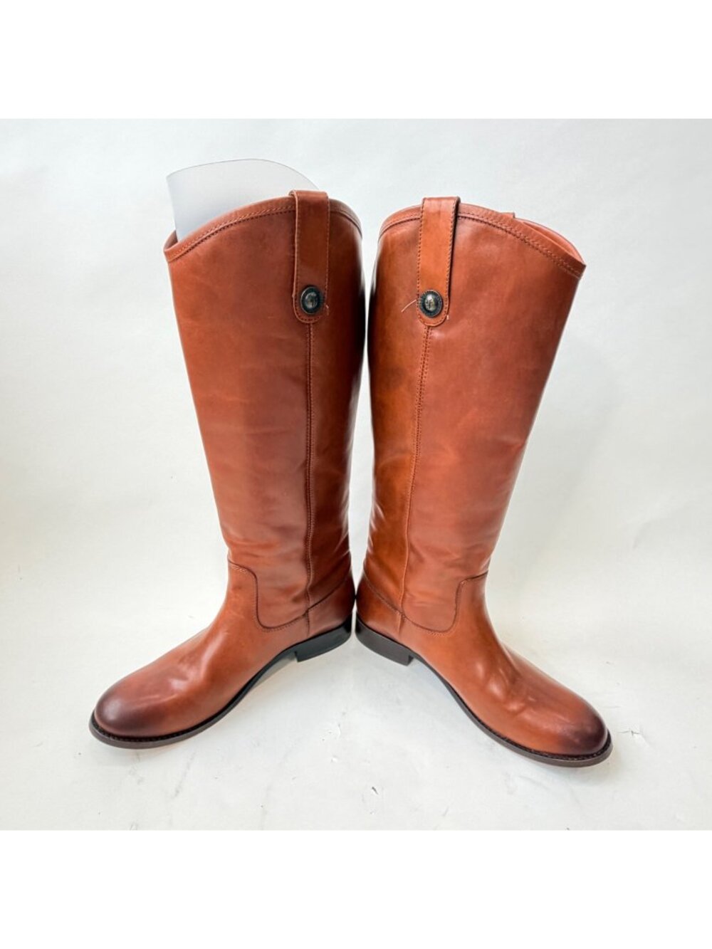 Frye Melissa Button Tall Women Cognac Brown Leather Knee Riding Boots Size 8B*